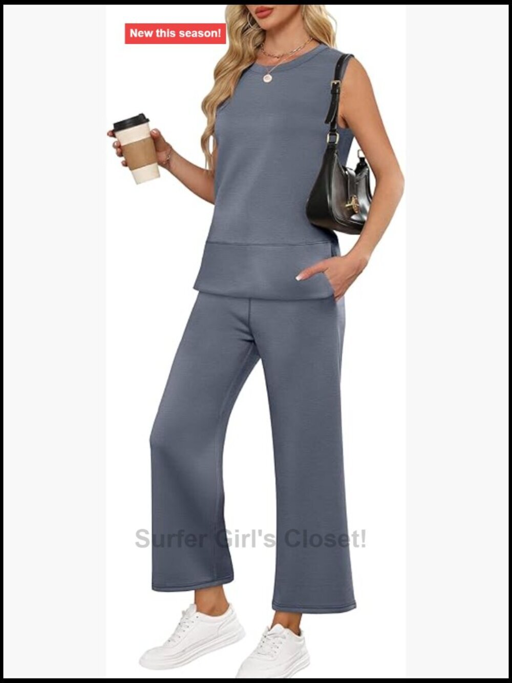 2 Piece Outfits Summer Lounge Sets Wide Leg Pants Sleeveless Tank Top Travel